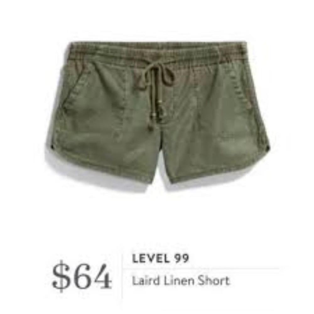 LEVEL 99 Laird Green Linen Blend Pull On Shorts Size S